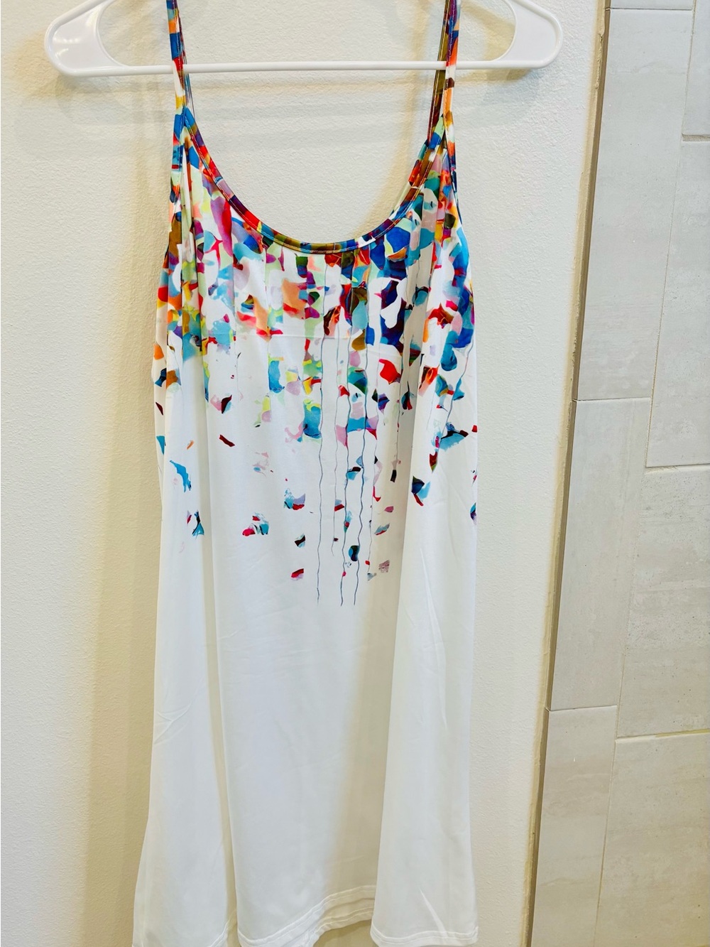 White Multicolor Splash Print Slip Dress